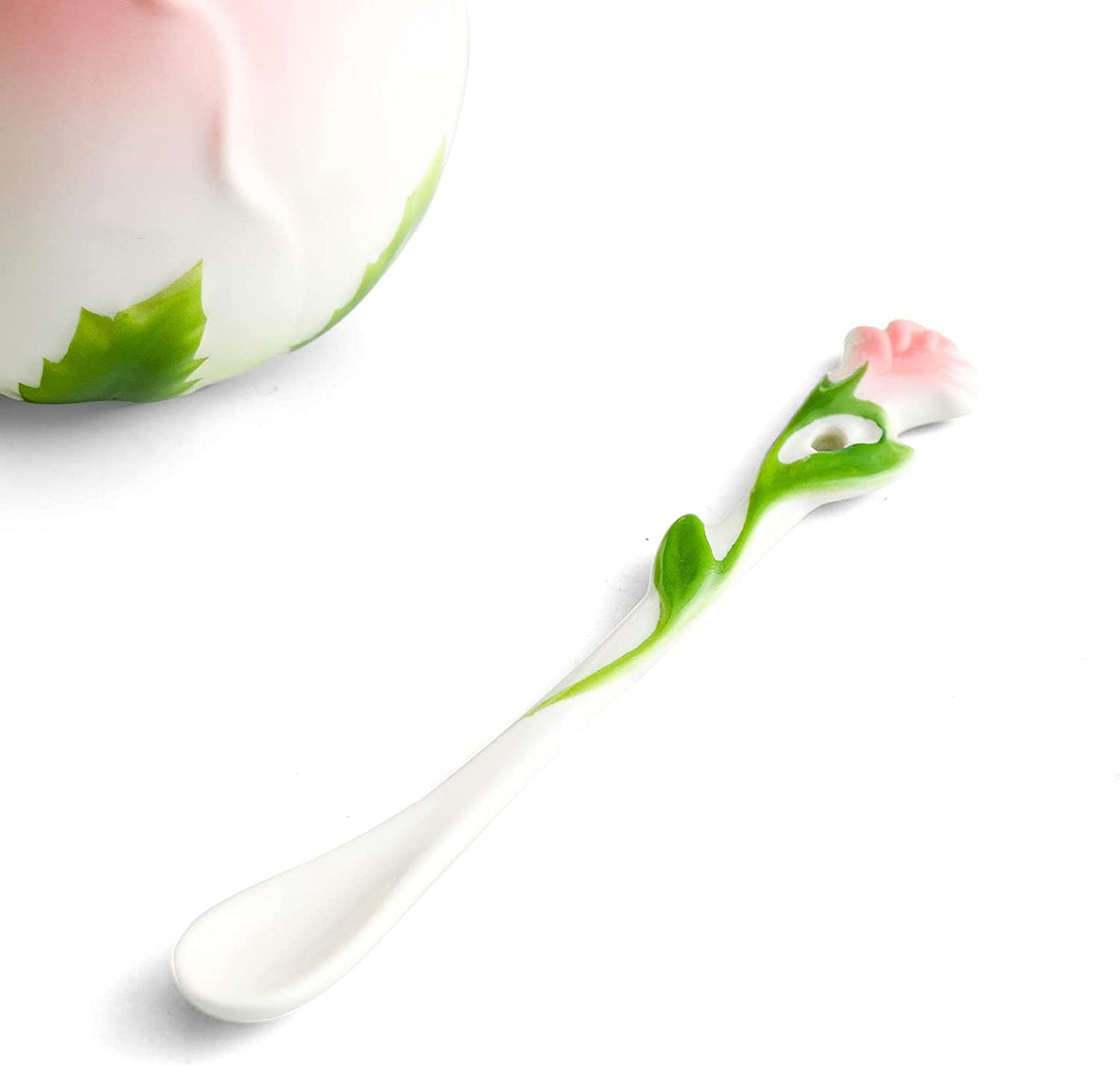 ENCOFT Ceramic Tea Cups Flower Tea Cup Set for Women with Spoon Rose Shape Design Mushroom Cup Gifts (Blue)