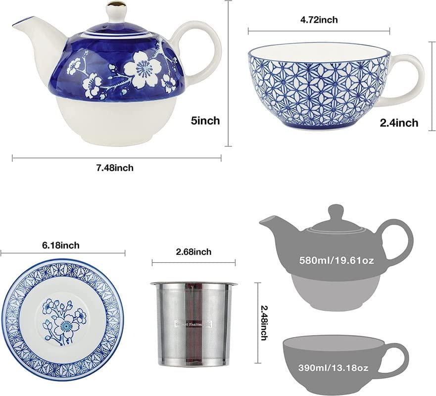 Blue Cherry Blossom Tea for One Set