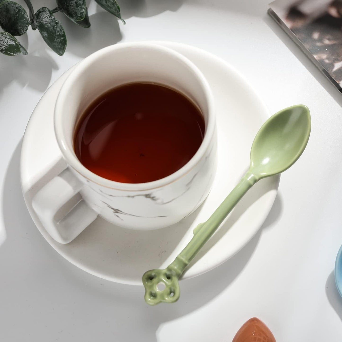 Glazed Ceramic Key Demitasse Spoons