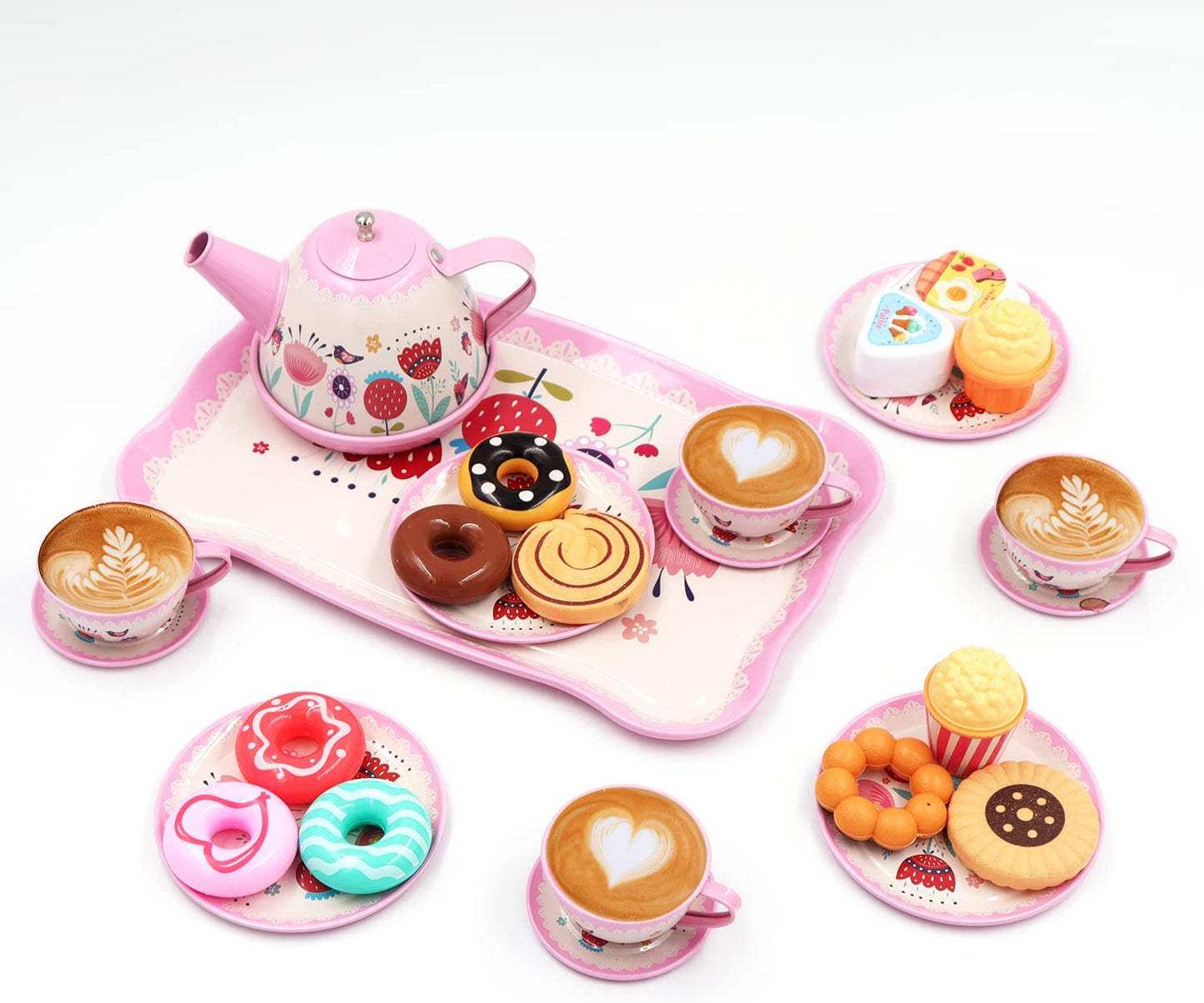 44PCS Tea Set for Little Girl, Princess Tea Time Toys Playset