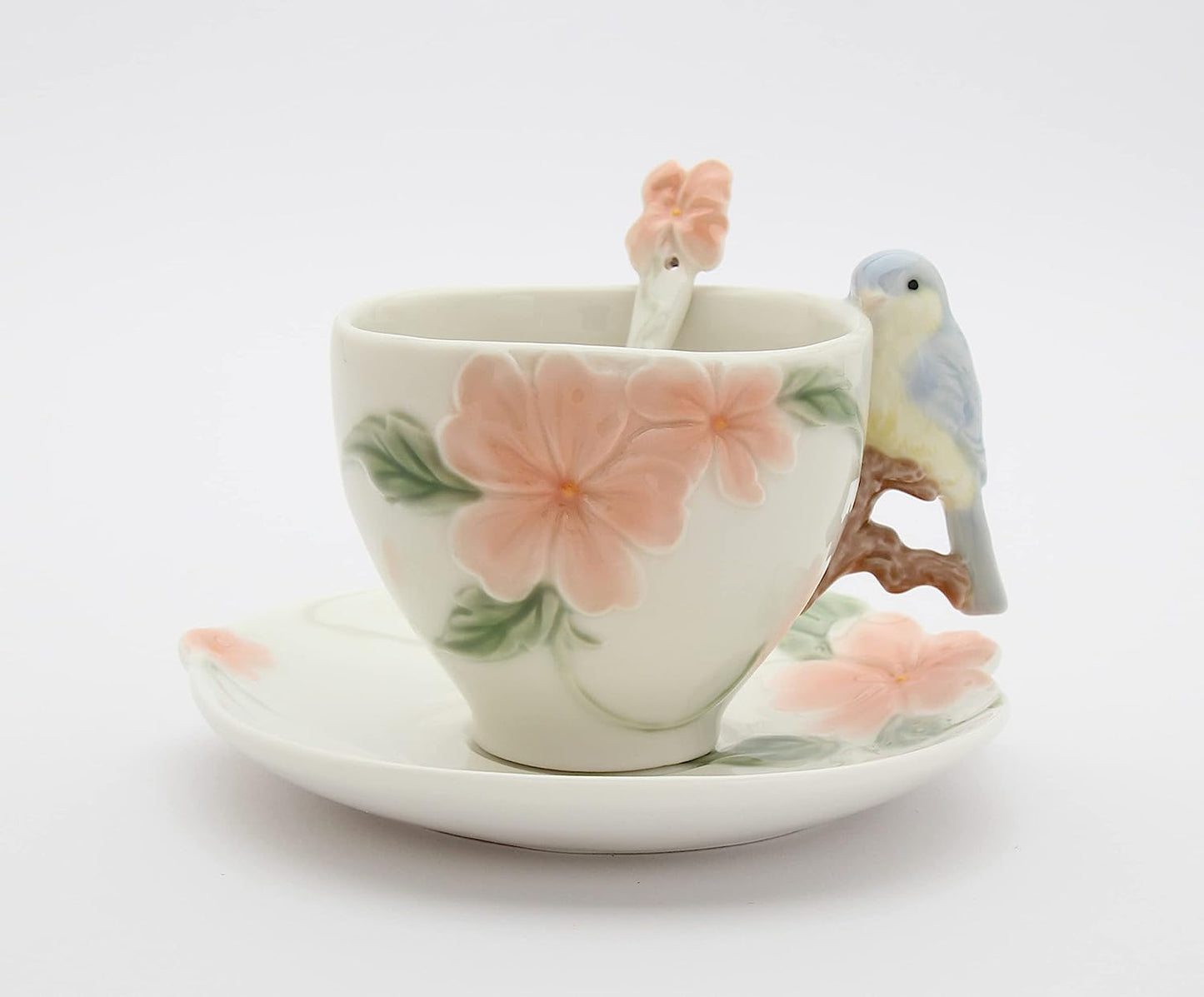 Cosmos Gifts 20905 Bluebird Apple Blossom Cup and Saucer 6 Piece Set