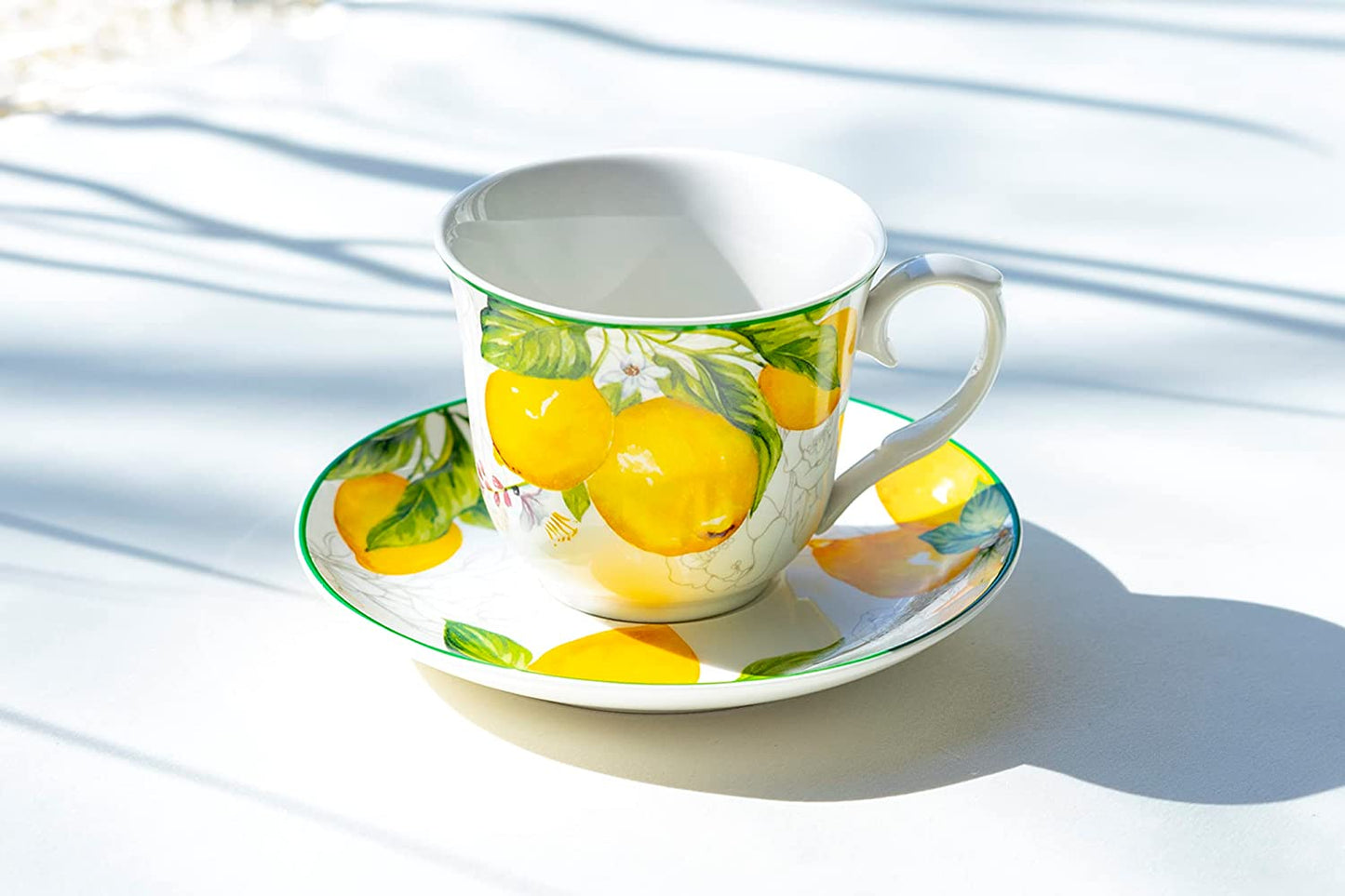 Grace Teaware Lemon Garden Fine Porcelain Tea Cup and Saucer
