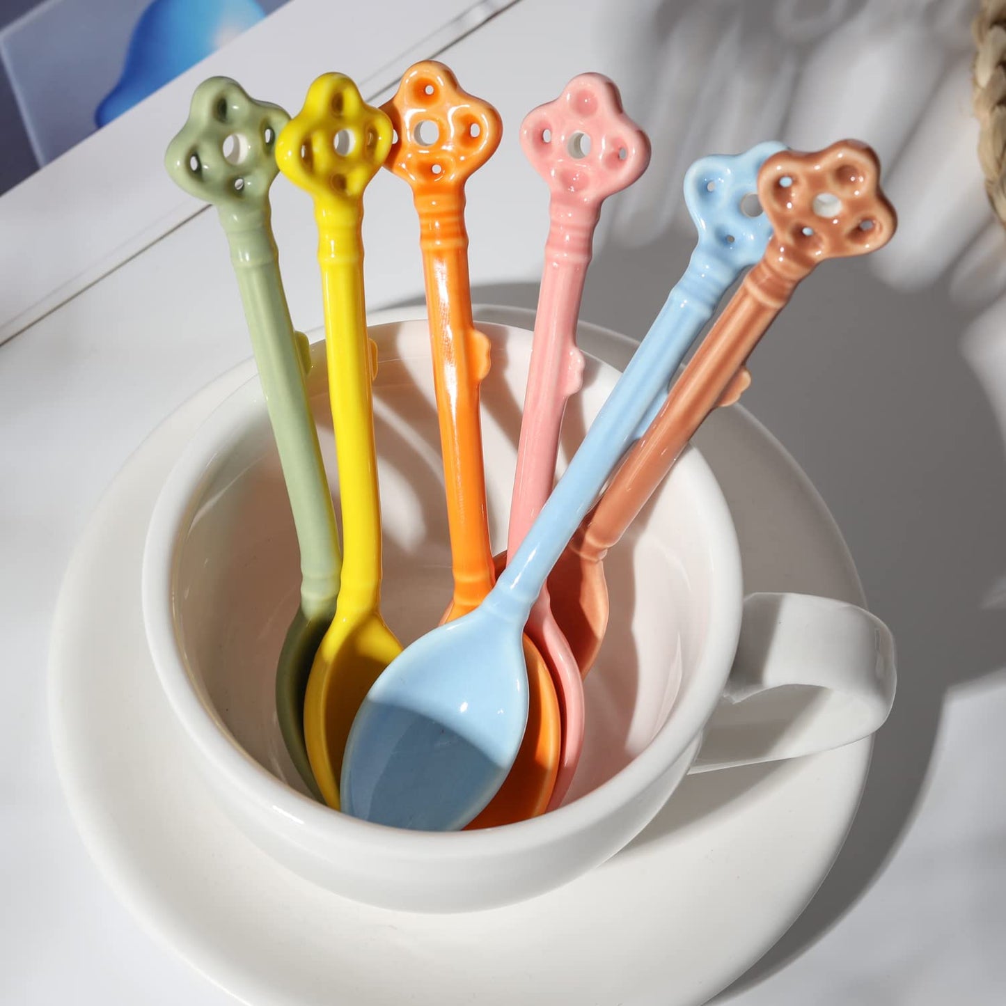 Glazed Ceramic Key Demitasse Spoons