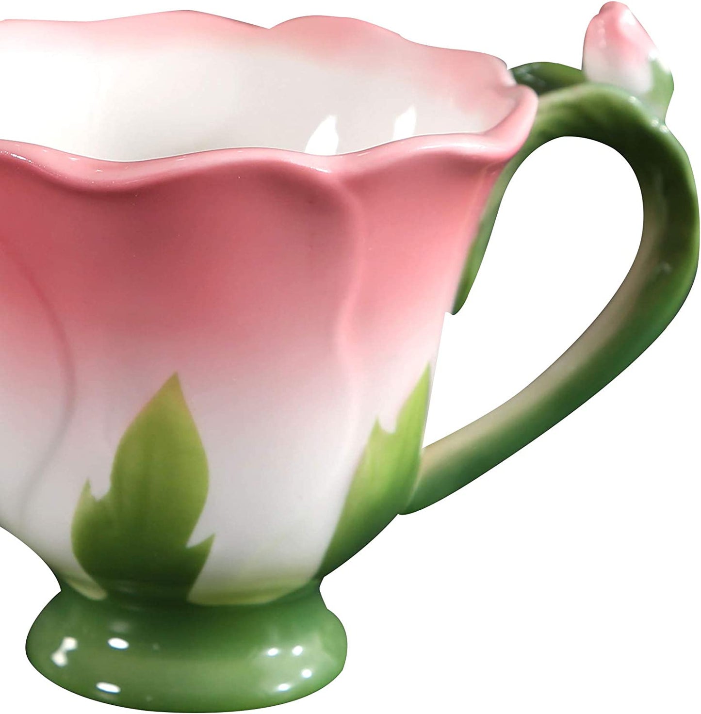 ENCOFT Ceramic Tea Cups Flower Tea Cup Set for Women with Spoon Rose Shape Design Mushroom Cup Gifts (Blue)