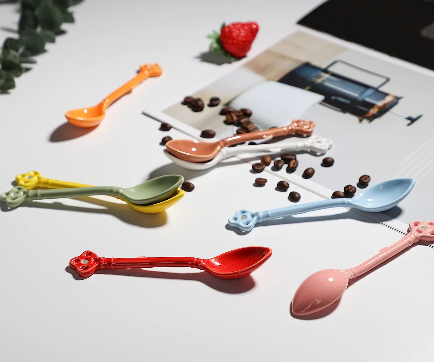 Glazed Ceramic Key Demitasse Spoons