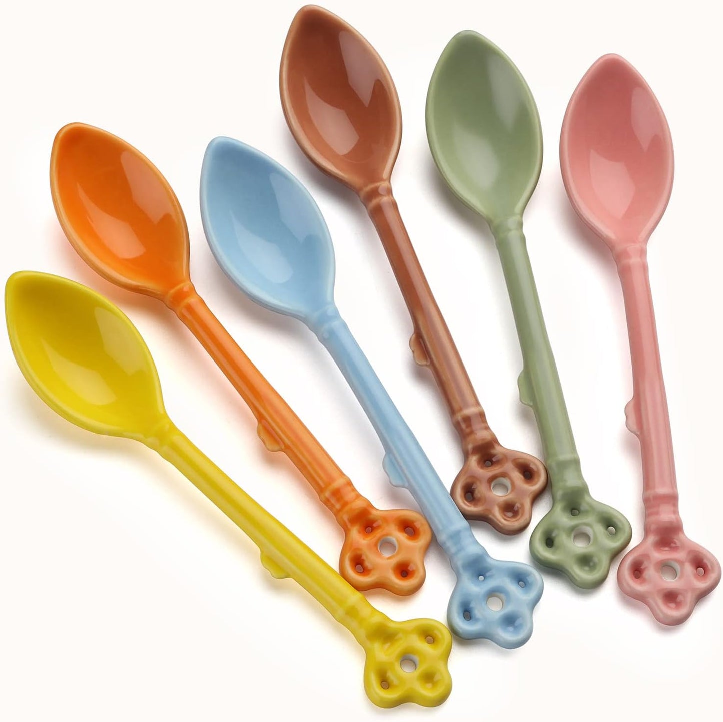 Glazed Ceramic Key Demitasse Spoons