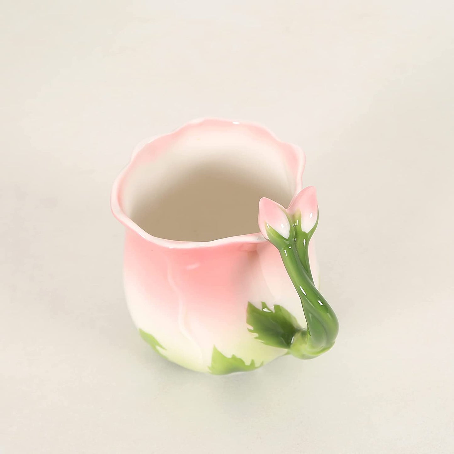 ENCOFT Ceramic Tea Cups Flower Tea Cup Set for Women with Spoon Rose Shape Design Mushroom Cup Gifts (Blue)