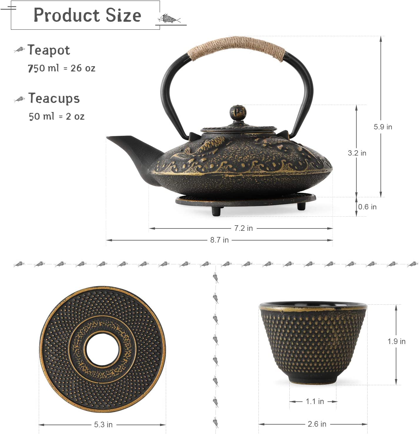 Koi Cast Iron Tea Set