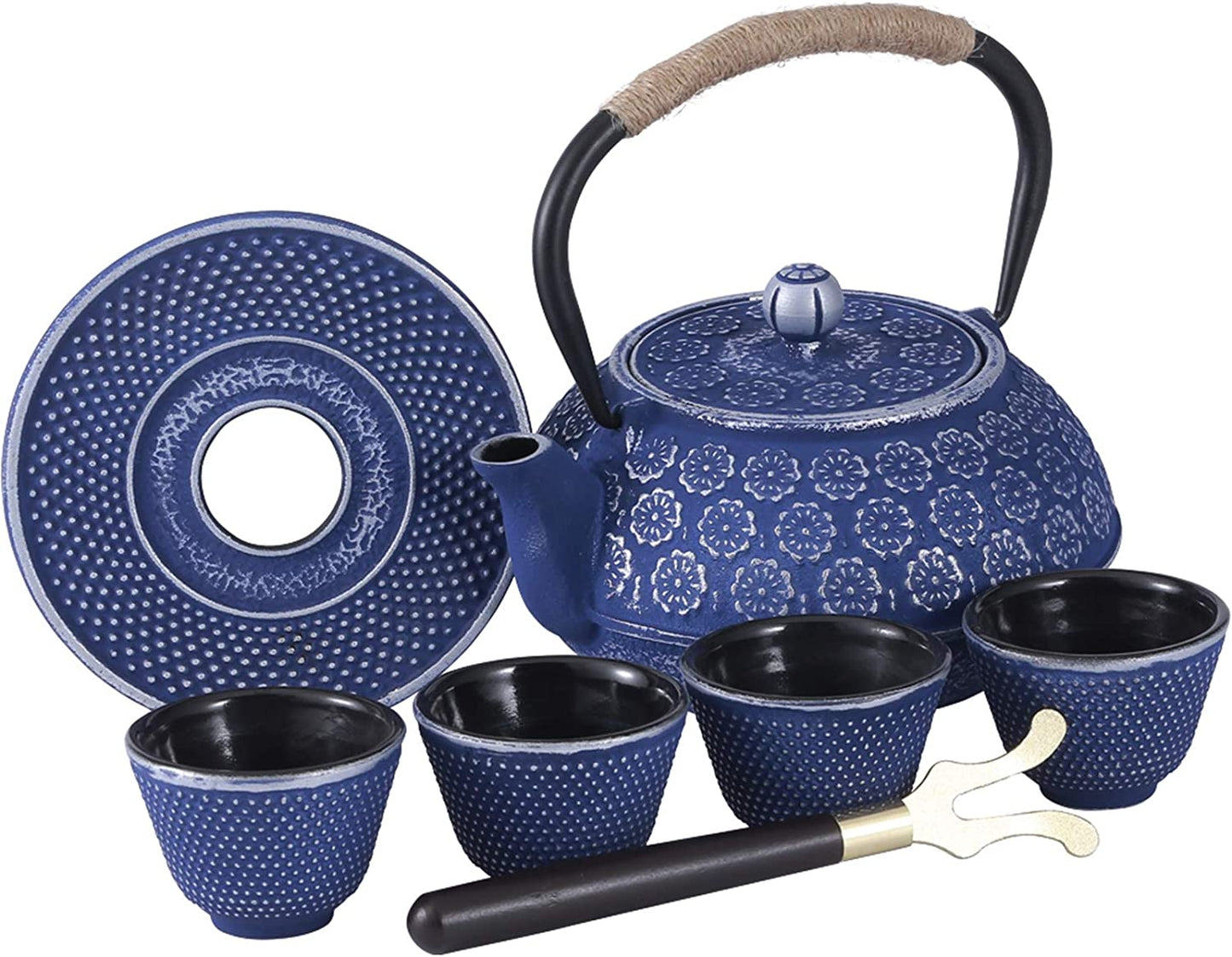Blue Cast Iron Tea Set