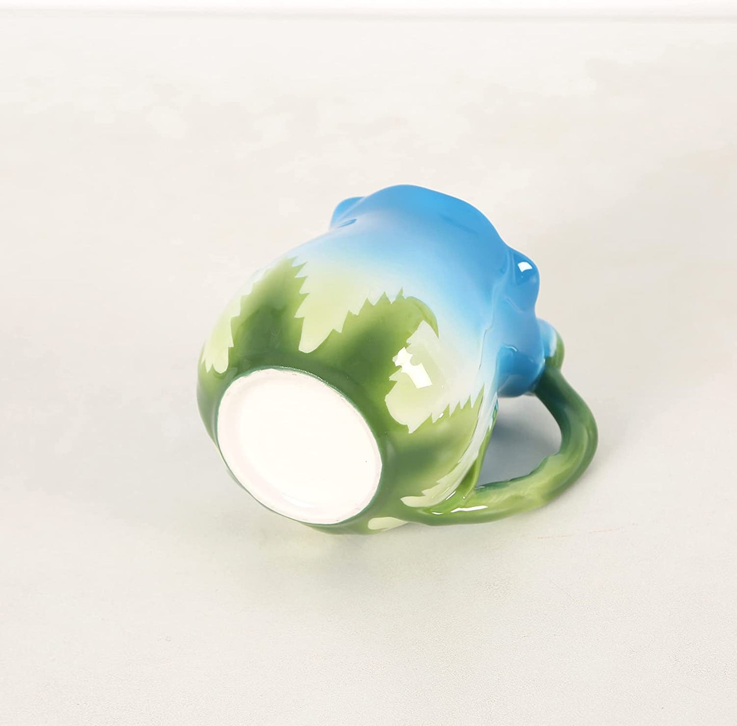 ENCOFT Ceramic Tea Cups Flower Tea Cup Set for Women with Spoon Rose Shape Design Mushroom Cup Gifts (Blue)
