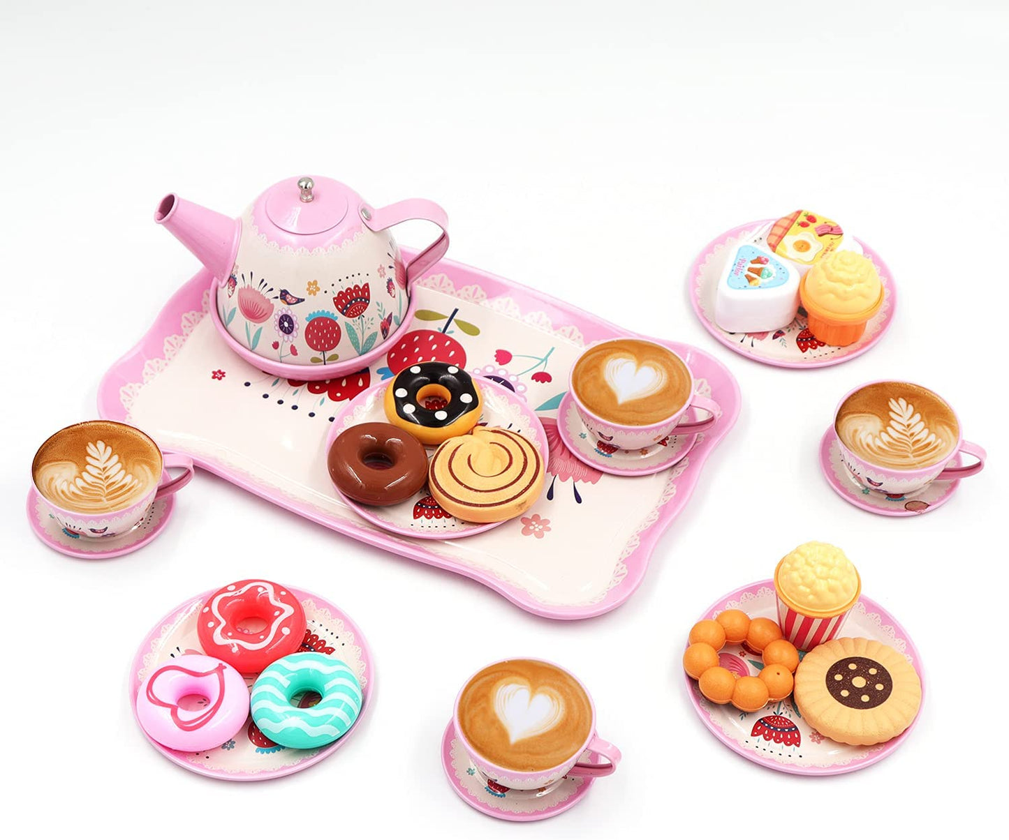 44PCS Tea Set for Little Girl, Princess Tea Time Toys Playset