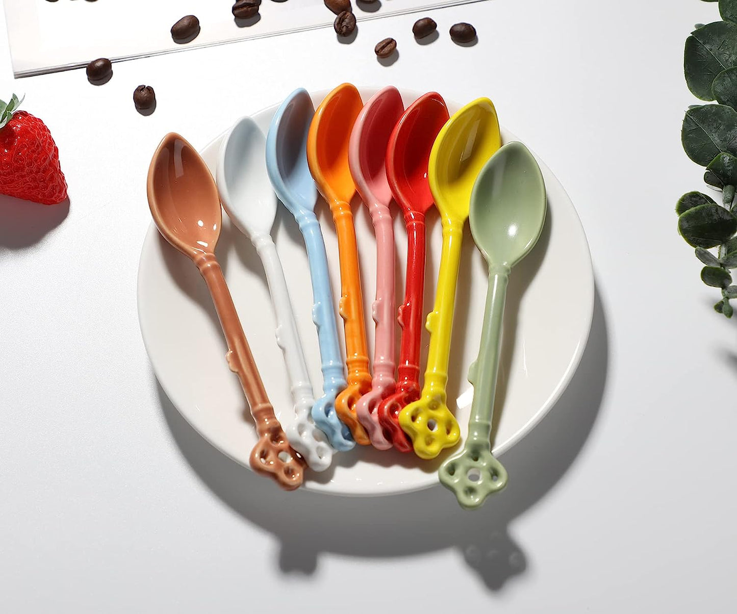 Glazed Ceramic Key Demitasse Spoons