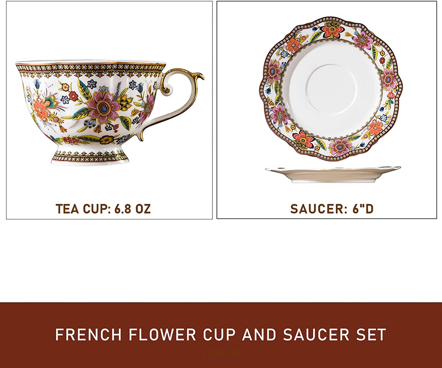 ACMLIFE Bone China Tea Set for 6 Adults, 21 Piece Blue and White Porcelain Tea Set, Vintage Floral Tea Sets for Women Tea Party or Gift Giving