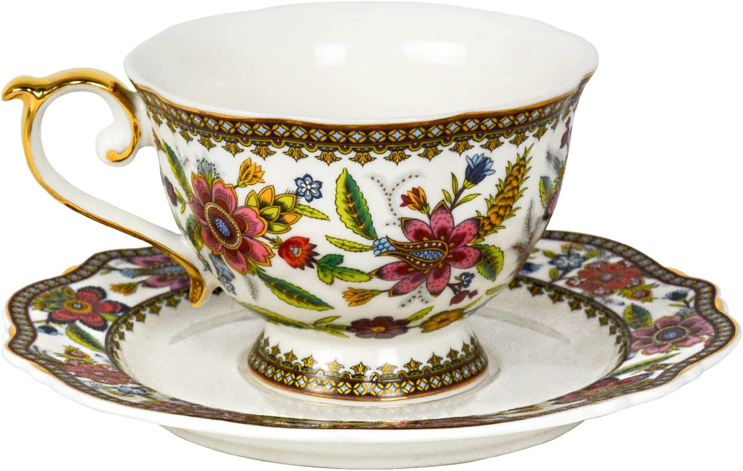 ACMLIFE Bone China Tea Set for 6 Adults, 21 Piece Blue and White Porcelain Tea Set, Vintage Floral Tea Sets for Women Tea Party or Gift Giving