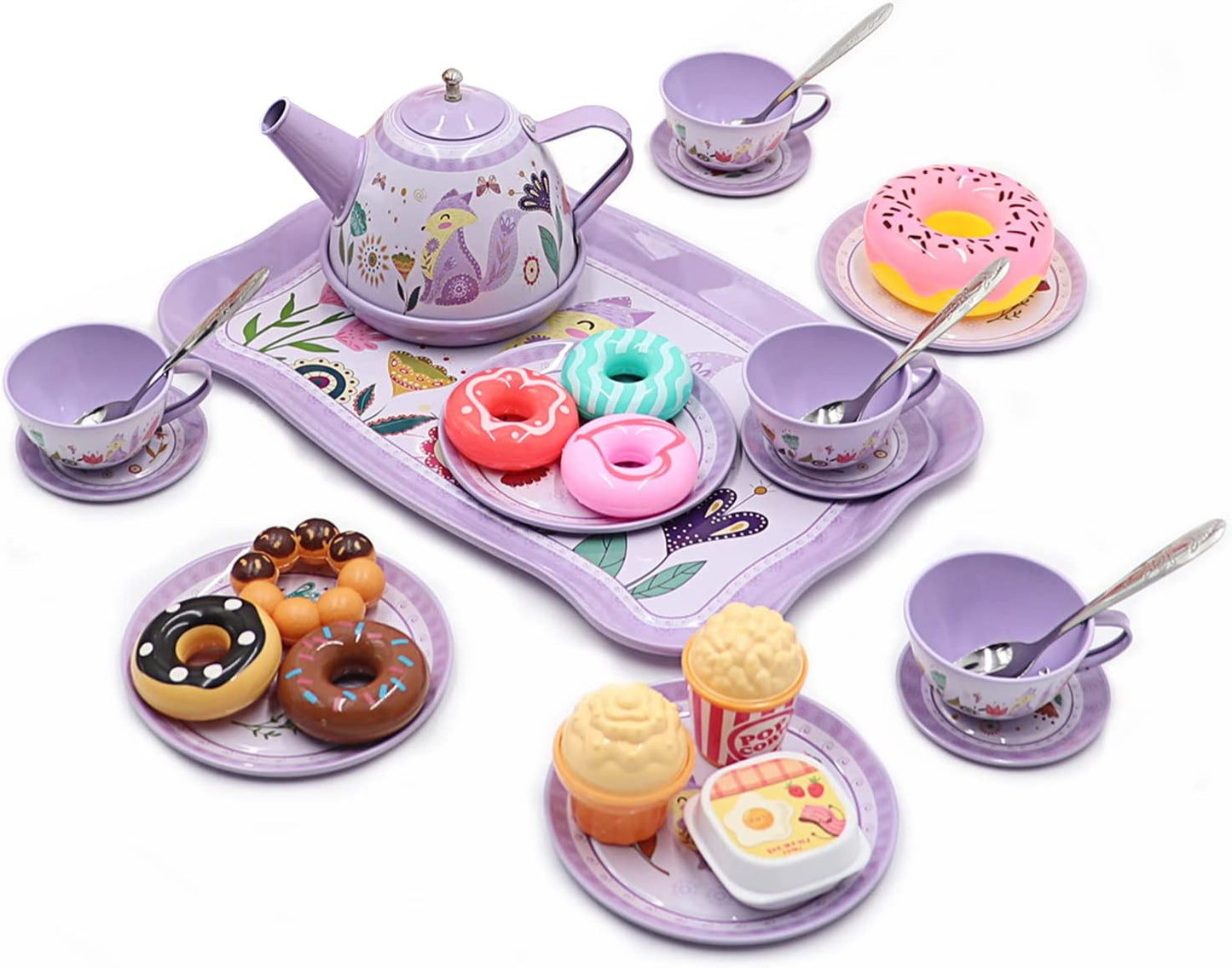 44PCS Tea Set for Little Girl, Princess Tea Time Toys Playset