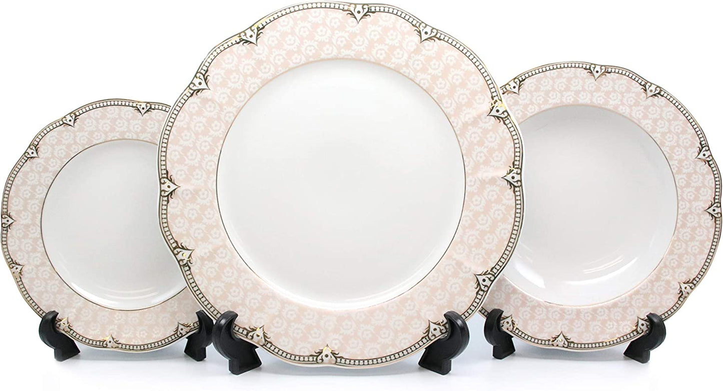 Royalty Porcelain Gilded 57-piece Dinnerware Set 'Sandra', Premium Bone China