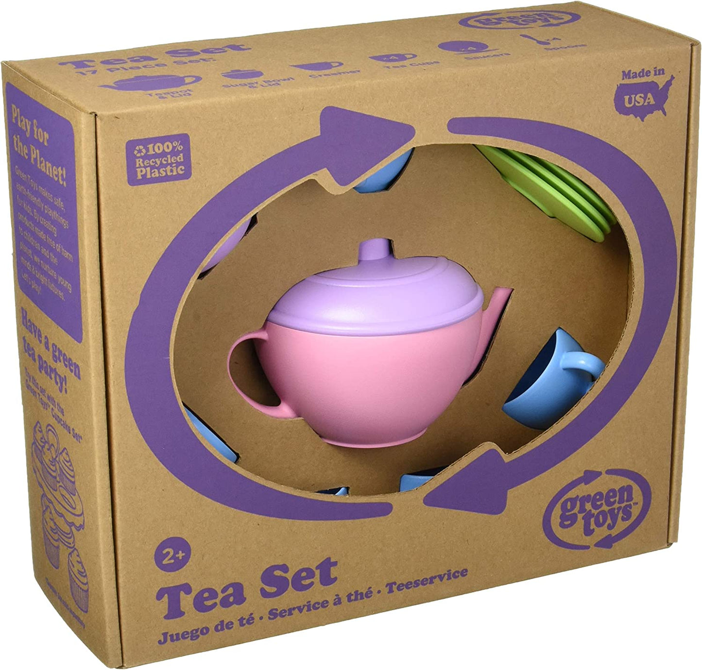 Green Toys Tea Set Pink 17 Piece Pretend Play