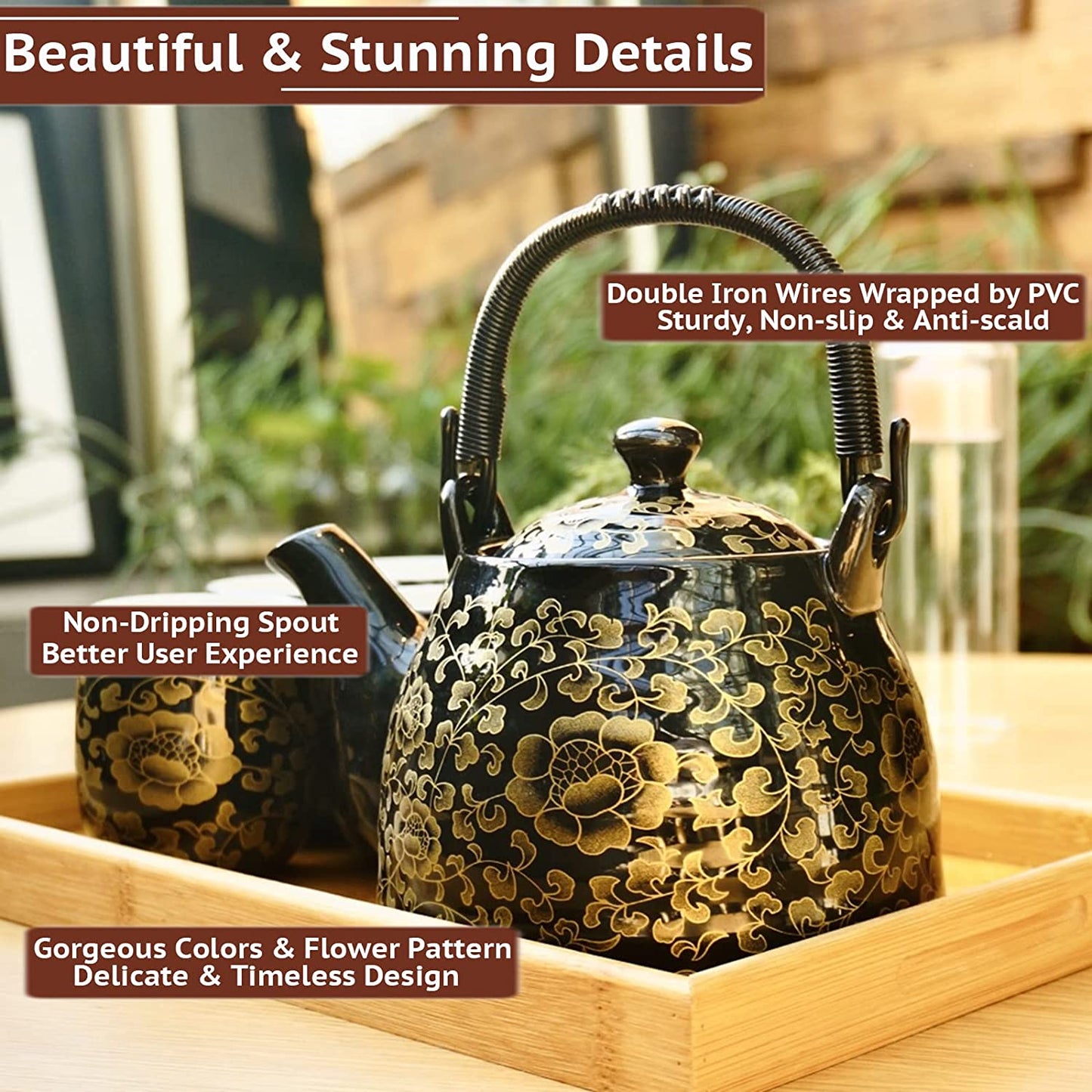 Floral Porcelain Japanese Tea Set