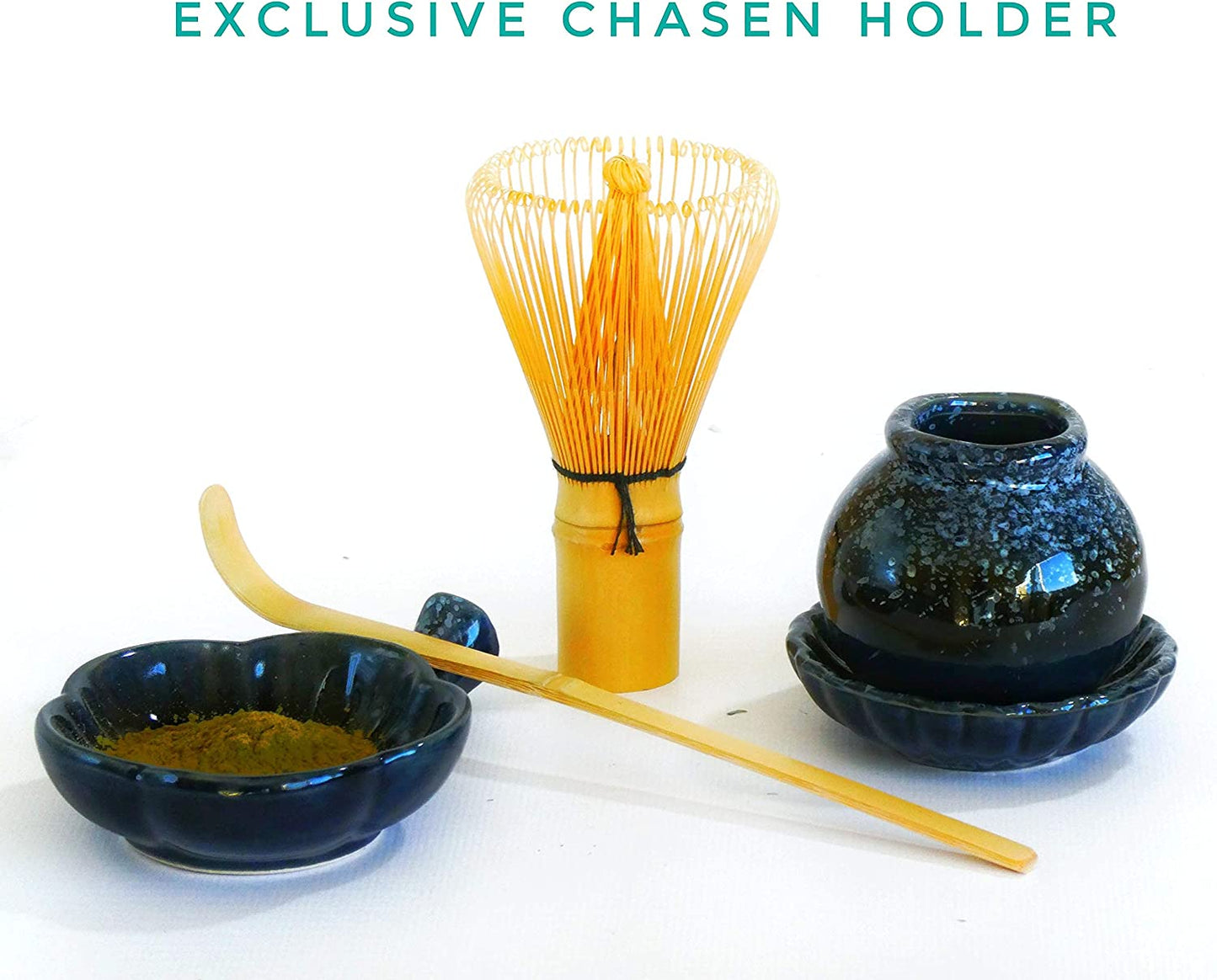 Harold & Harold 9 Pieces Matcha Starter Tea Set. 2 Bowl Kit With Japanese Ceremony Style Bamboo Whisk Mixer 2 Piece Special Unique Anti Drip Holder And Traditional Table Runner. Exclusive Accessories