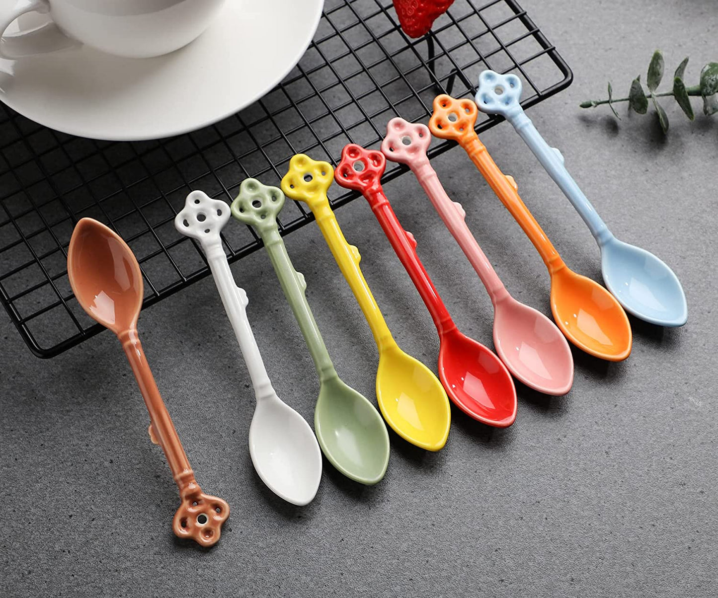 Glazed Ceramic Key Demitasse Spoons