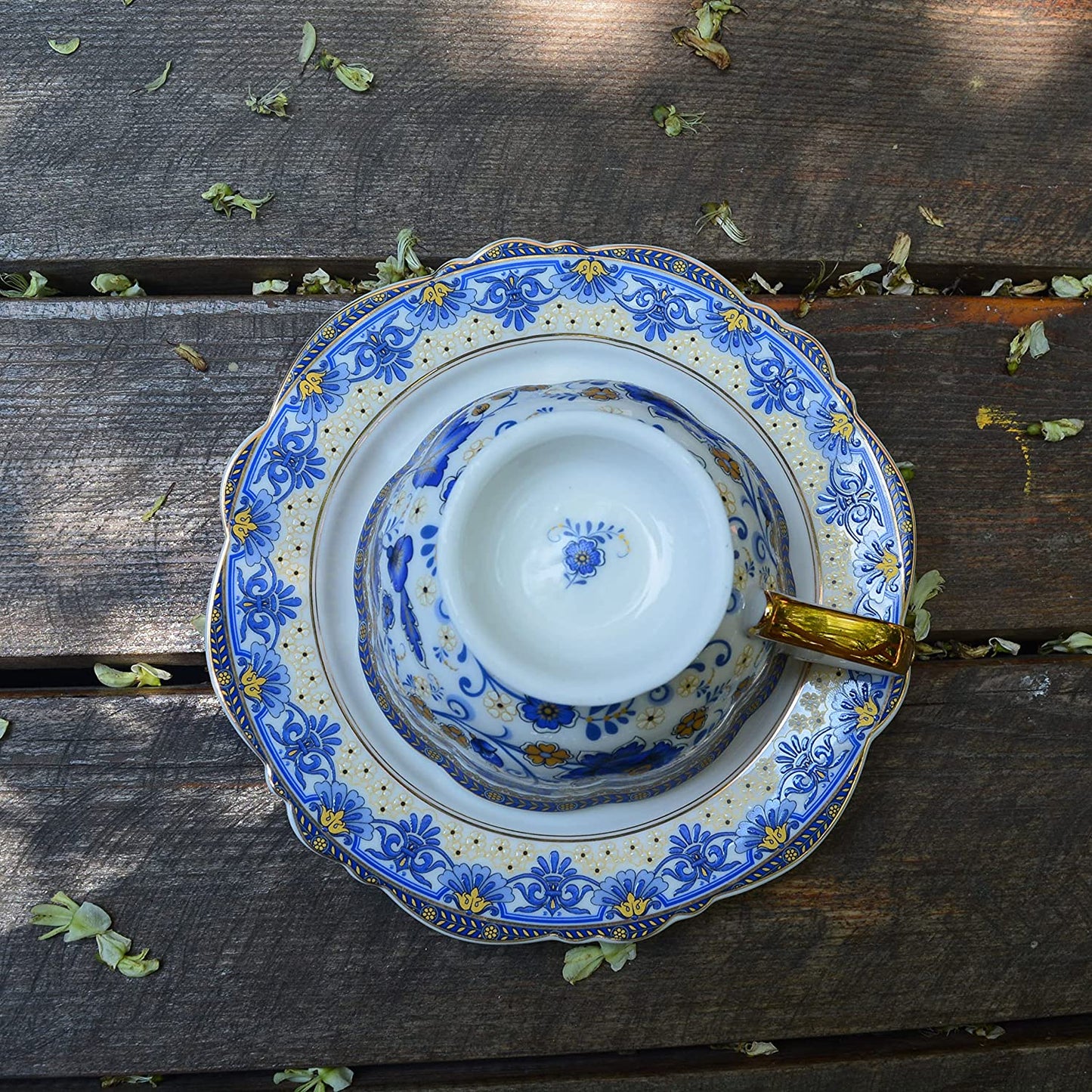 ACMLIFE Bone China Tea Set for 6 Adults, 21 Piece Blue and White Porcelain Tea Set, Vintage Floral Tea Sets for Women Tea Party or Gift Giving