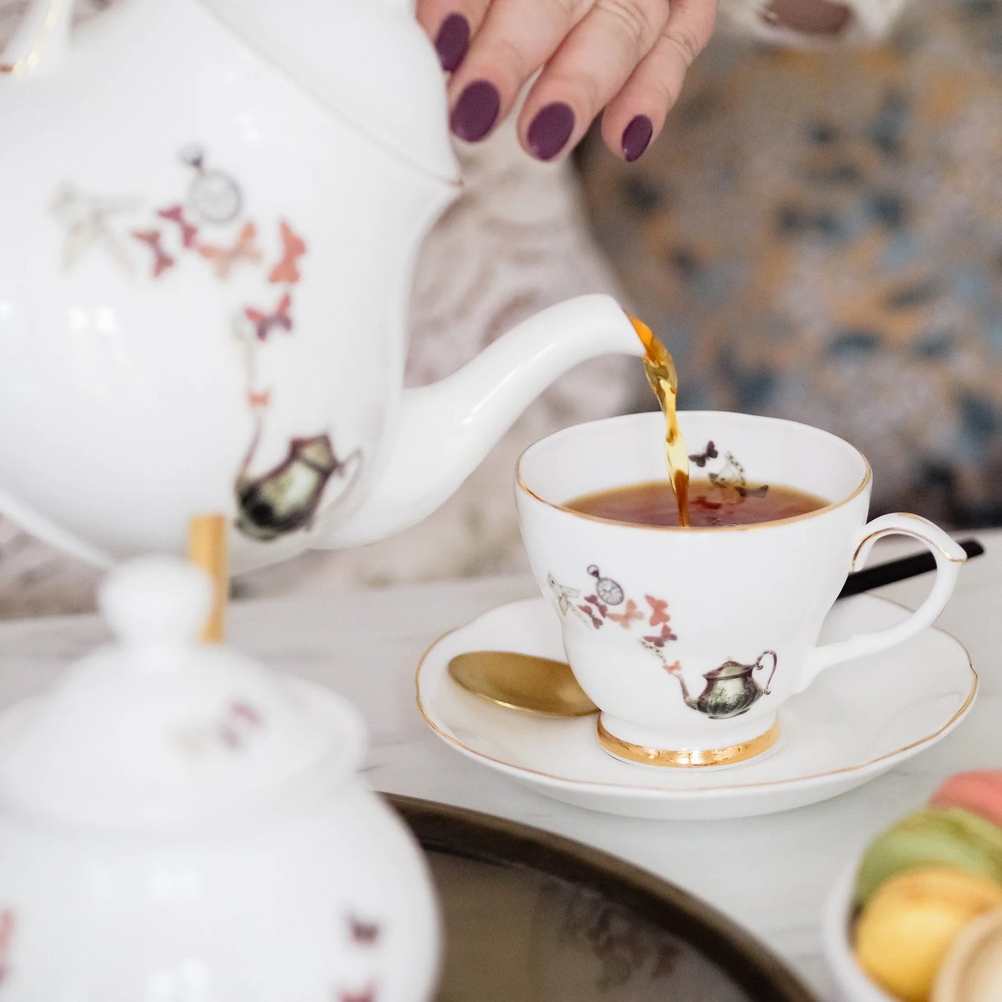 Alice in Wonderland Bone China Complete Tea Set