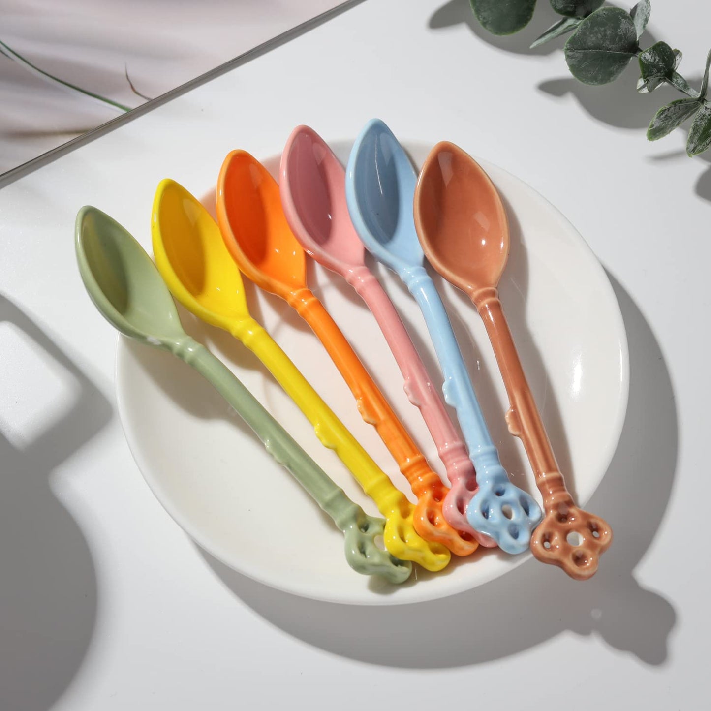 Glazed Ceramic Key Demitasse Spoons