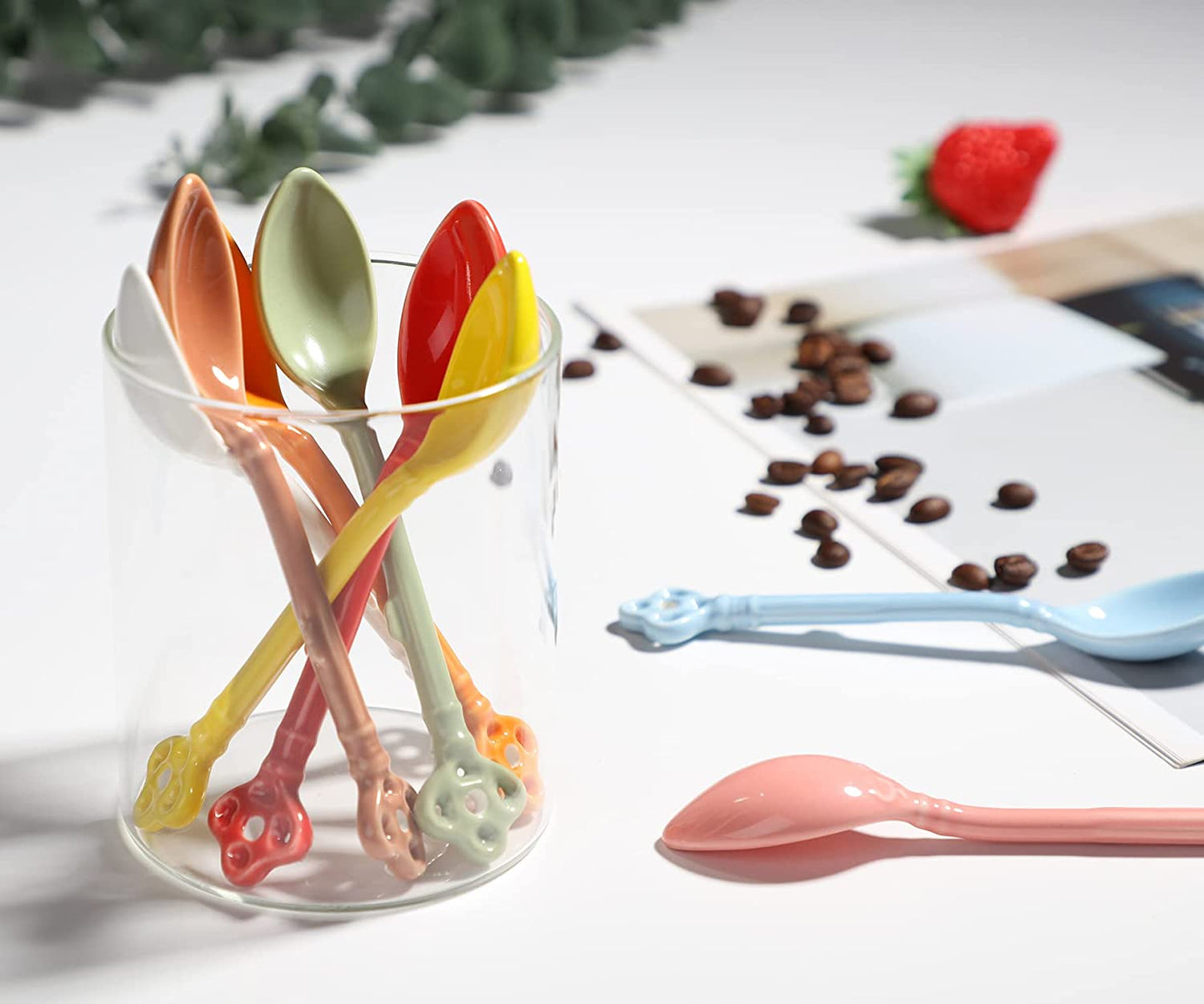 Glazed Ceramic Key Demitasse Spoons