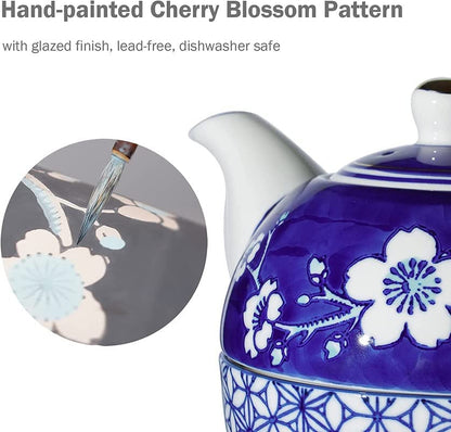 Blue Cherry Blossom Tea for One Set