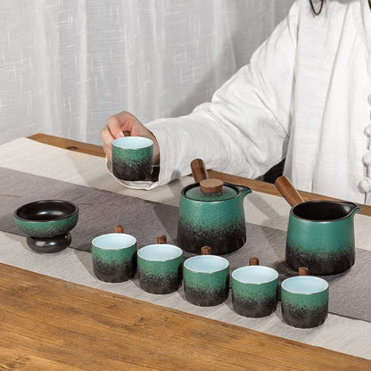 Chinese Ceramic Gongfu Tea Gift Set - Teapot, Teacups, Tea Filer, Fair Cup