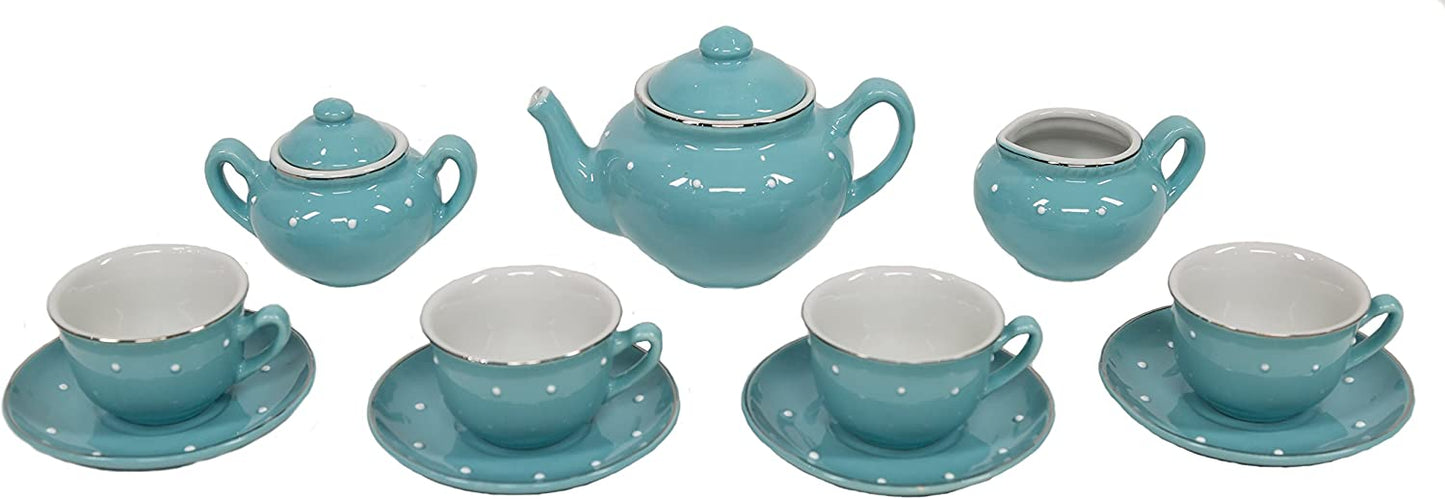 Children's Porcelain Play Tea Set - 13pcs, Blue