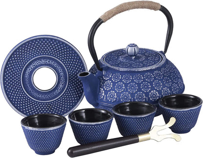 Blue Cast Iron Tea Set