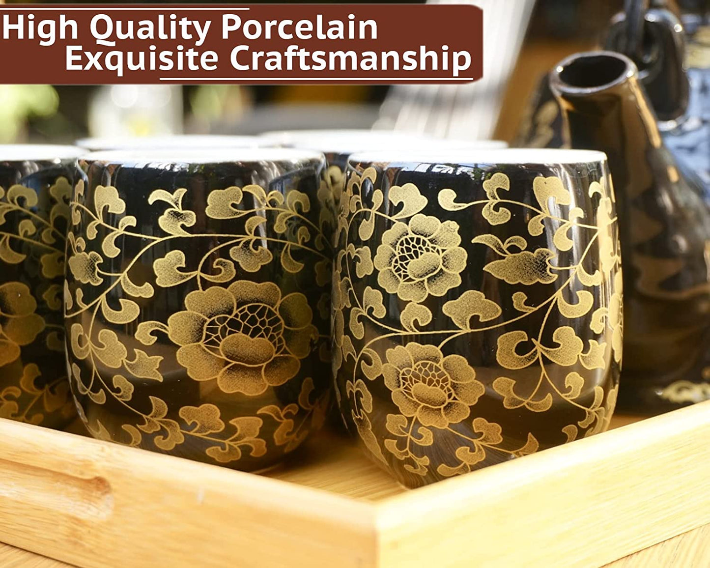 Floral Porcelain Japanese Tea Set