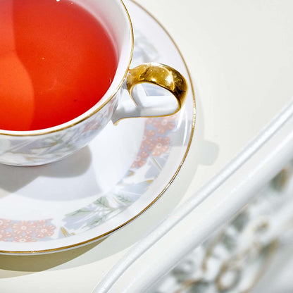 European Porcelain Tea Pot Sewith 1 Teapot with Infuser (37 oz) 4 Tea Cups and Saucers