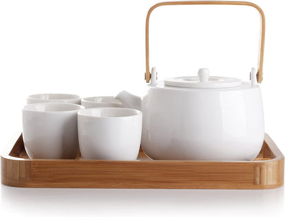 casaWare Serenity 7-Piece Tea Pot Set Gift Boxed (White)