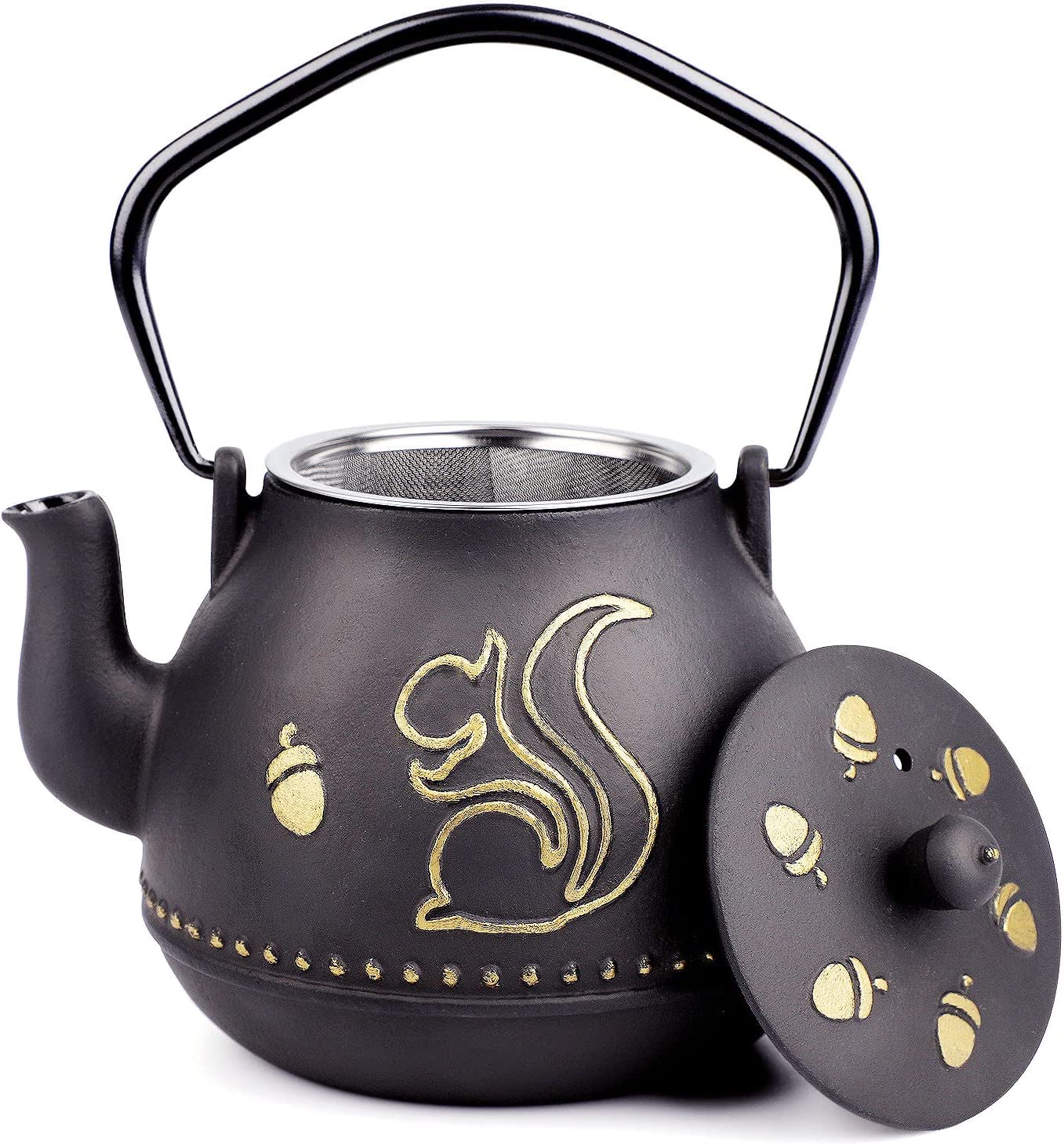 TOPTIER Tea Kettle for Stove Top, Cast Iron Teapot Stovetop Safe with  Infusers for Loose Tea, 22 oz, Light Green