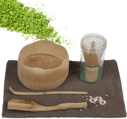 Anpro Bamboo Matcha Tea Whisk Set, Bamboo Whisk Holder Handmade Matcha Ceremony Starter Kit For Traditional Japanese Tea Ceremony (Bamboo-5)