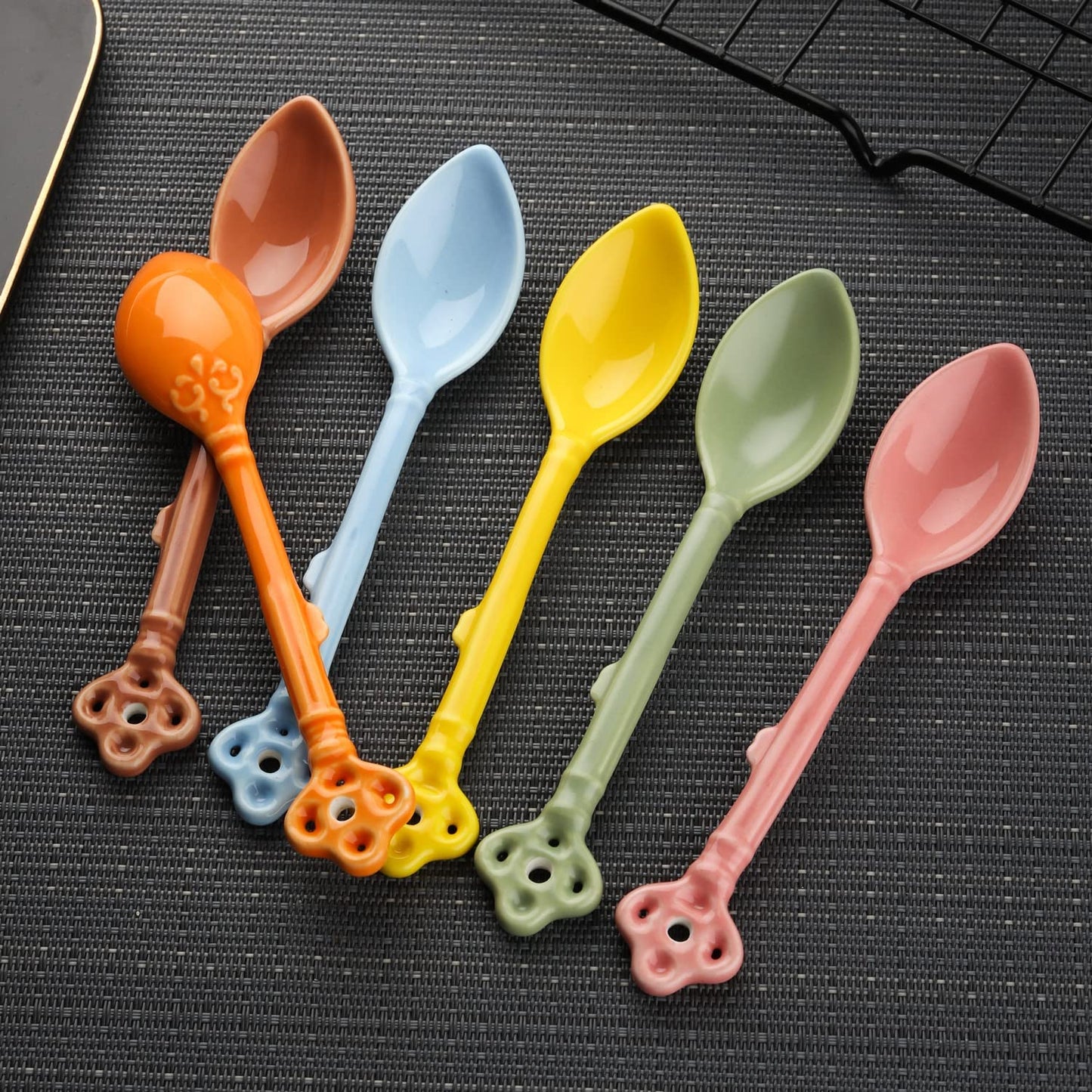 Glazed Ceramic Key Demitasse Spoons