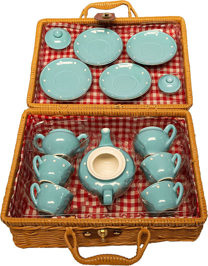 Children's Porcelain Play Tea Set - 13pcs, Blue