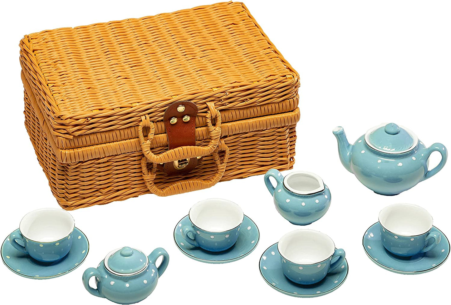Children's Porcelain Play Tea Set - 13pcs, Blue