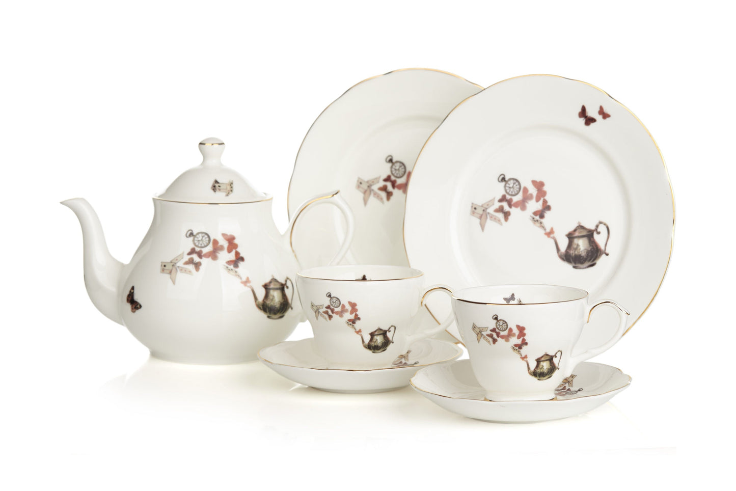 Alice in Wonderland Bone China Complete Tea Set